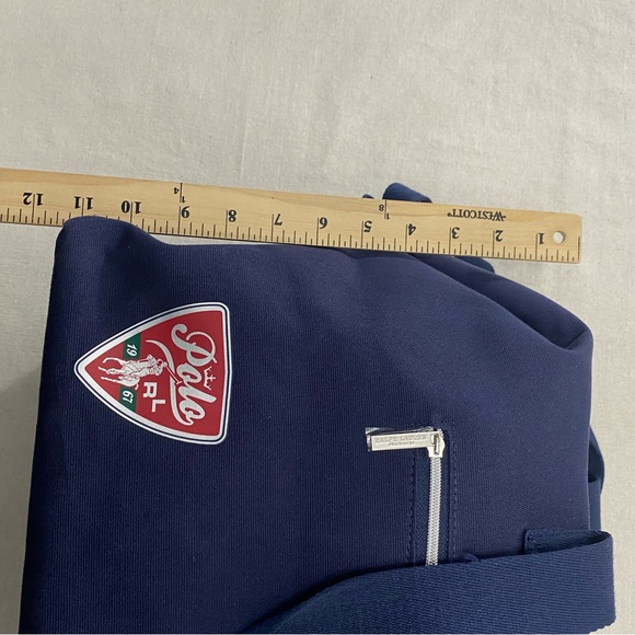 Polo Ralph Lauren Fragrances Logo P Wing Patch Duffle Gym Travel Bag Navy Blue - Picture 11 of 12